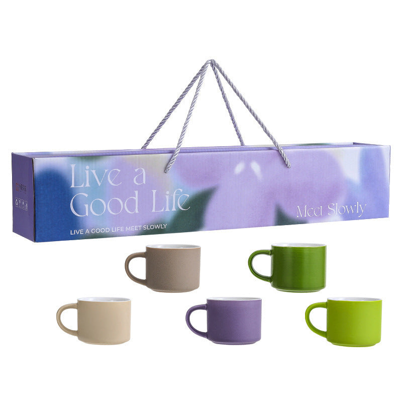Good Life Ceramic Mugs Set of 5