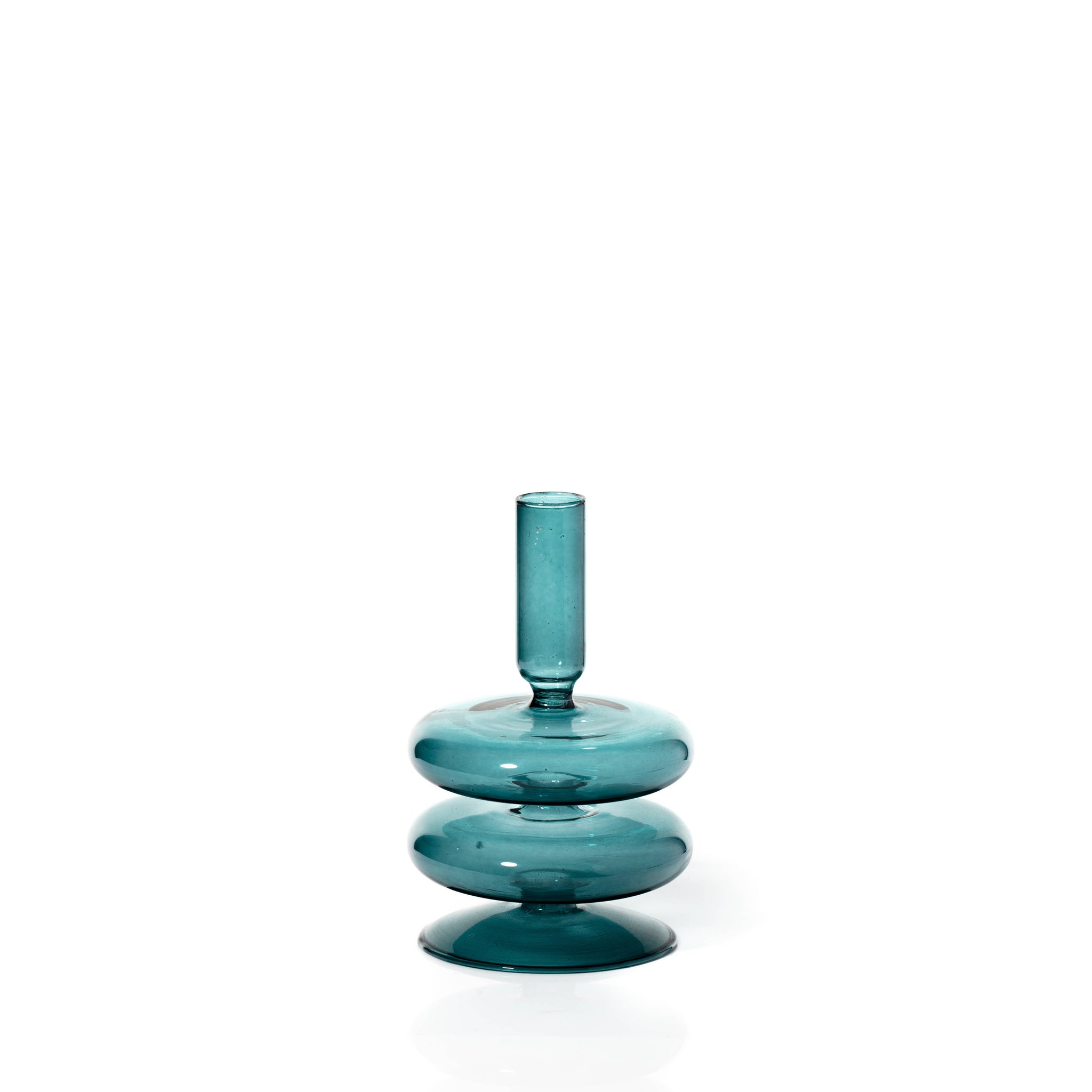 Maegen Taper Holder - Coloured Glass - Ocean Teal